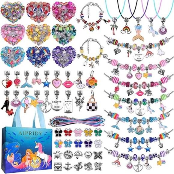 150 Pieces Charm Bracelet Making Kit,Unicorn Mermaid Crafts Gifts Set - Picture 7 of 7